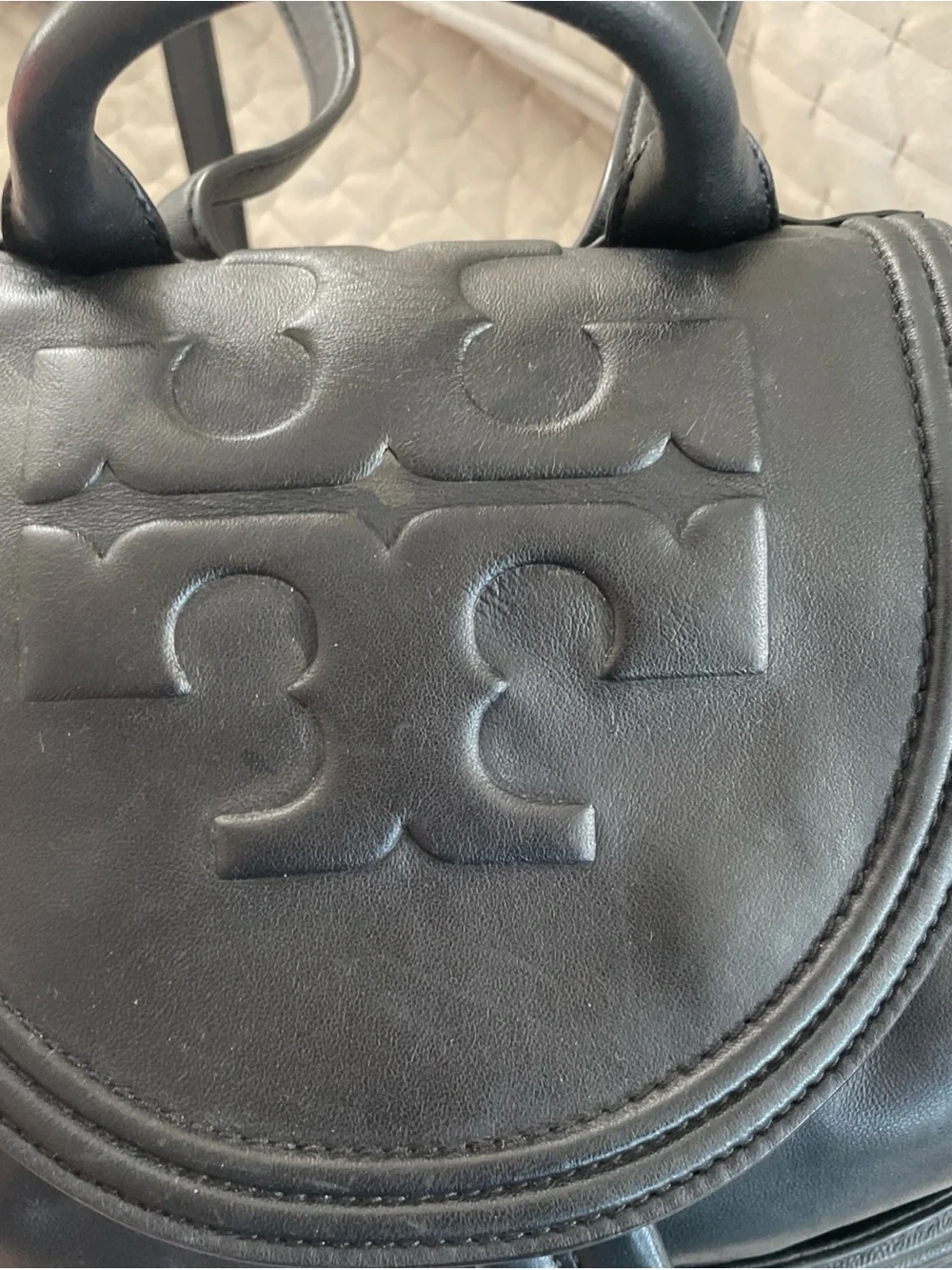 Tory Burch Black Quilted Leather Backpack